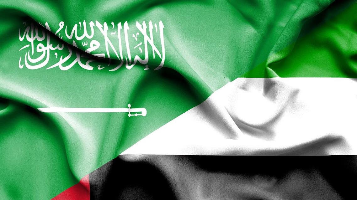 Waving flag of United Arab Emirates and Saudi Arabia shutterstock