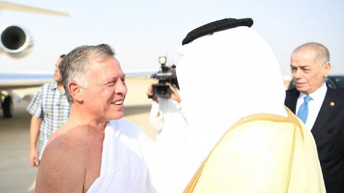 King Abdullah II of Jordan arrived in Jeddah on Sunday where he was received by top officials. (Courtesy: SPA)