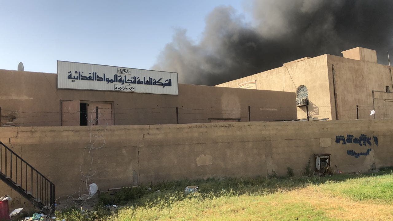Baghdad warehouse blaze holding ballot boxes. (Supplied)