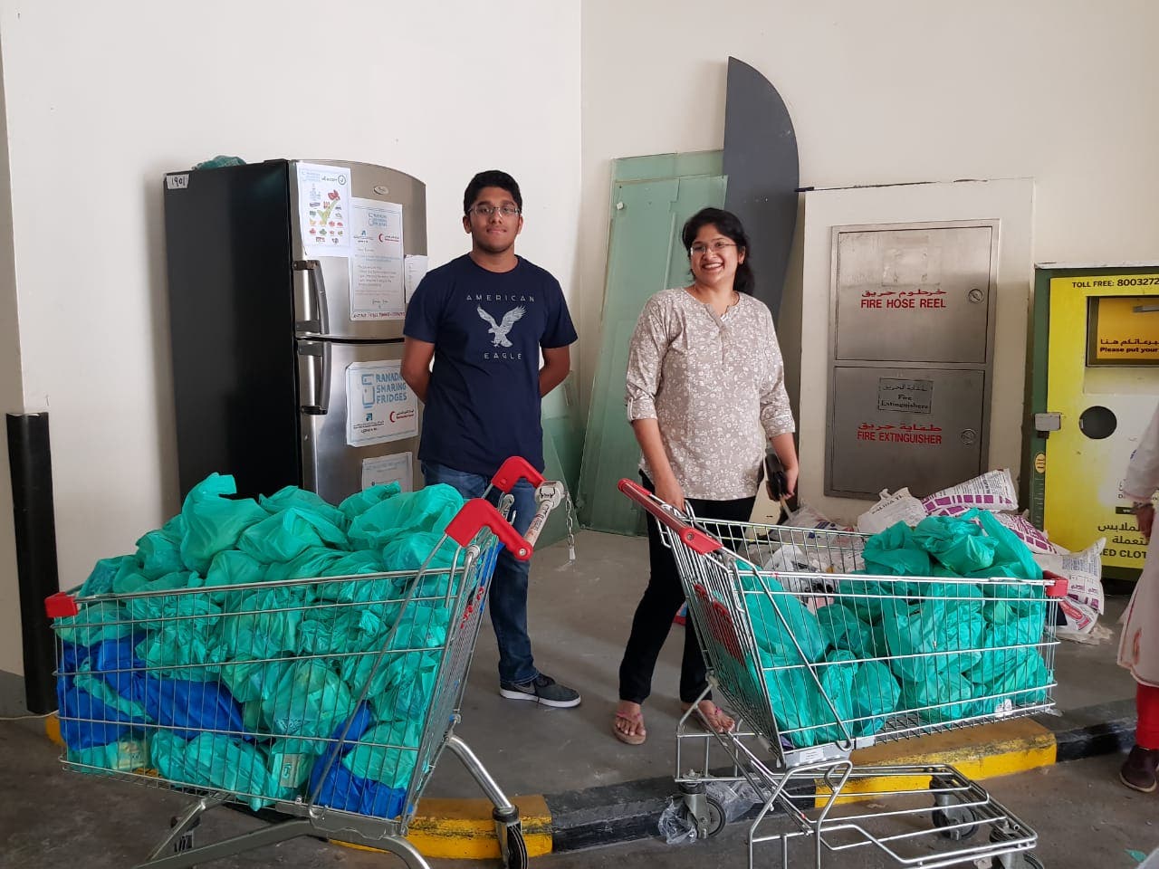 A grade 11 Indian student, Ajay, celebrating his birthday distributing Iftar 'goodie bags' for workers in Dubai. (Supplied)
