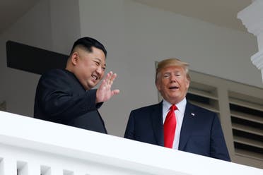  President Donald Trump meets with North Korean leader Kim Jong Un on Sentosa Island, Tuesday, June 12, 2018, in Singapore. (AP Photo/Evan Vucci)