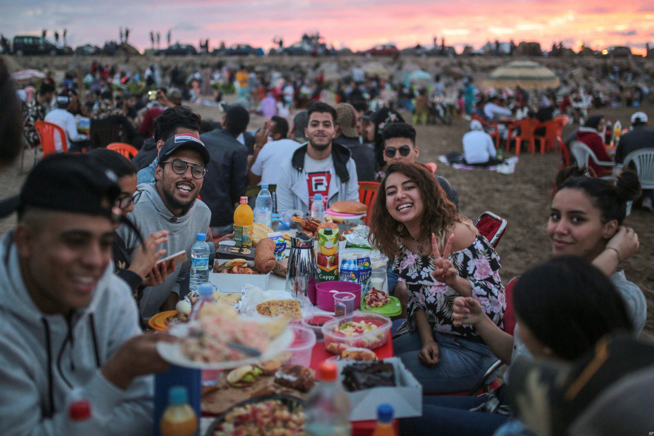 Morocco ramadan beach feast. (AP)