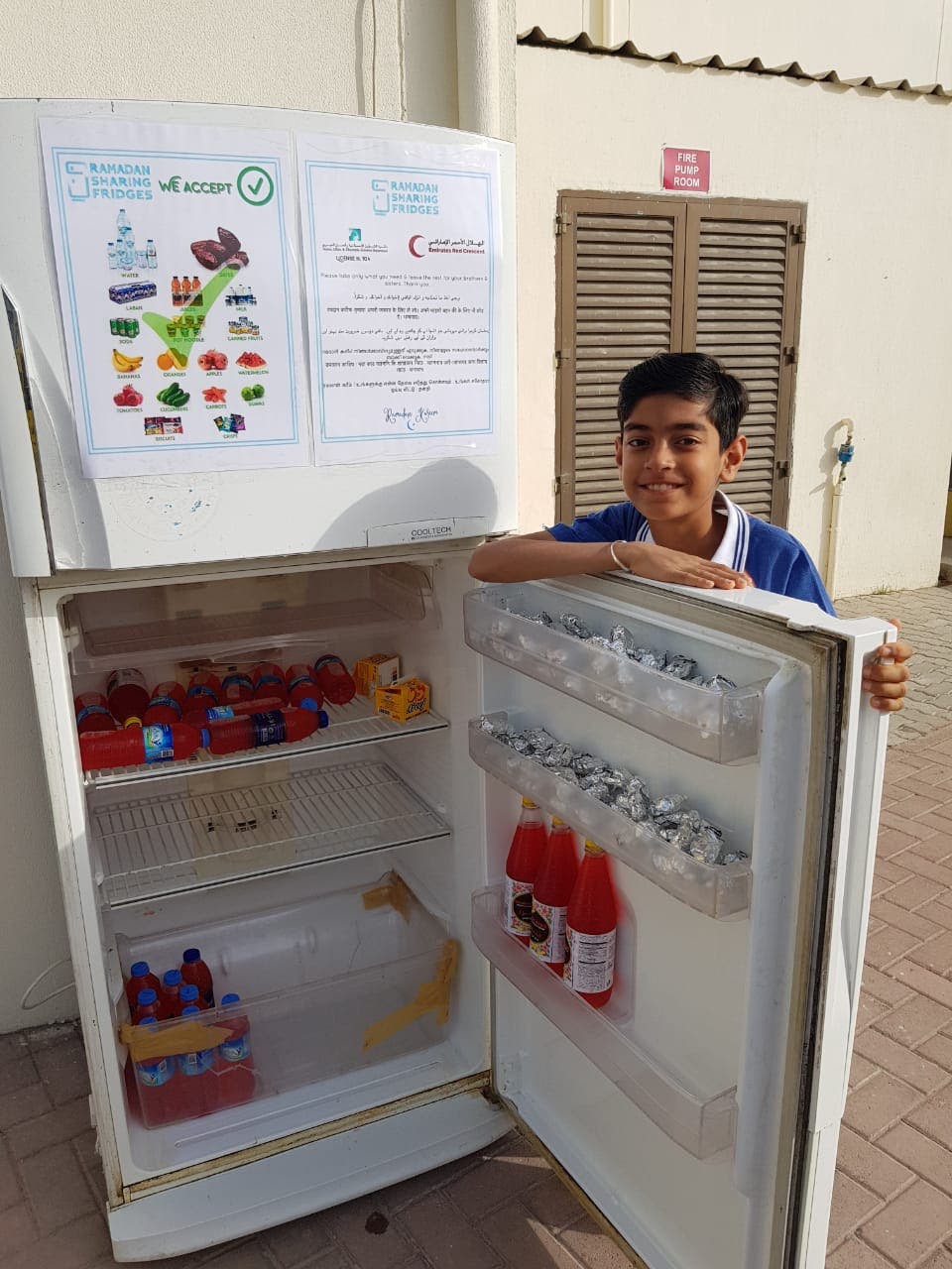 10-year-old Bhuvan Kaushal of Dubai prepares Roohafza for construction workers daily during Ramadan. (Supplied)