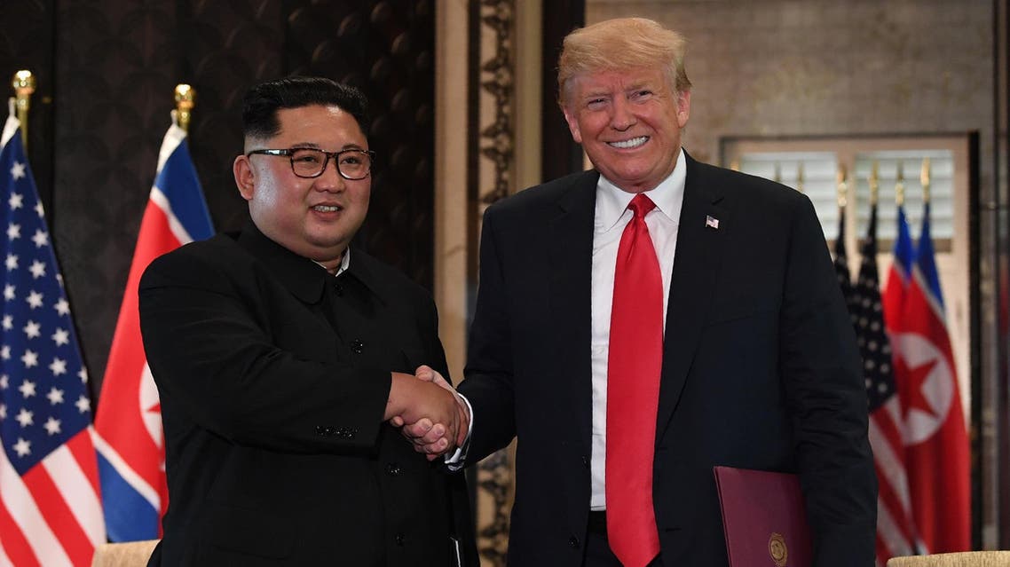 President Trump and Kim Jong Un shake hands following the signing ceremony in Singapore on June 12, 2018. (AFP)