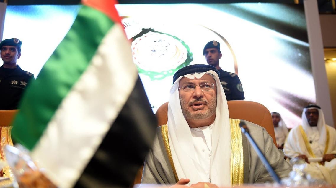 UAE Minister of State for Foreign Affairs Anwar Gargash attends the preparatory meeting of Arab Foreign Ministers ahead of the 28th Summit of the Arab League in Riyadh on April 12, 2018. (AFP)