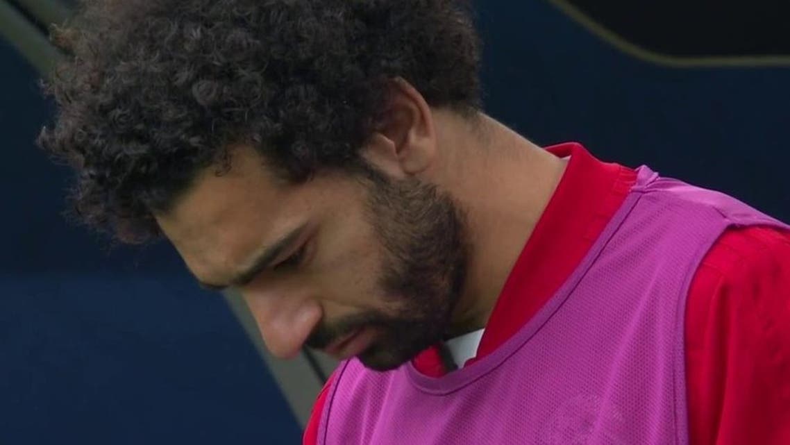 محمد صلاح أثناء تسجيل هدف الأوروغواي