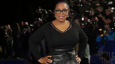 Actress Oprah Winfrey poses for photographers upon arrival at the premiere of the film ‘A Wrinkle In Time’ in London. (AP)