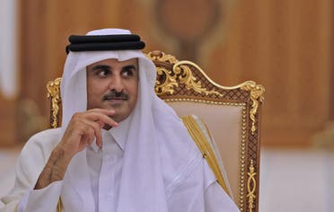 Qatari Emir Sheikh Tamim bin Hamad al-Thani is pictured during his meeting with the French president in the Qatari capital Doha on December 7, 2017. (File photo)