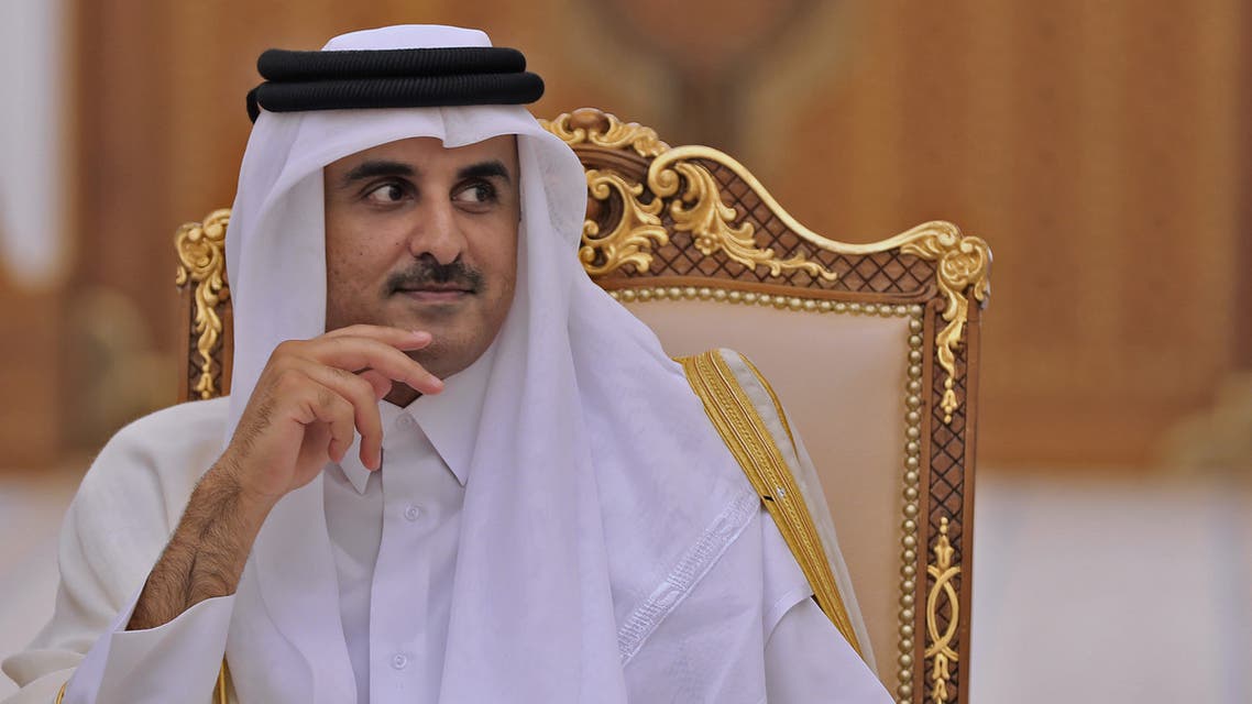 Qatari Emir Sheikh Tamim bin Hamad al-Thani is pictured during his meeting with the French president in the Qatari capital Doha on December 7, 2017. Emmanuel Macron arrived in Qatar on his first official state visit to the Gulf emirate since taking office. 