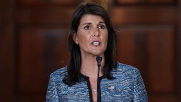 U.S. Ambassador to the United Nations Nikki Haley delivers remarks to the press together with U.S. Secretary of State Mike Pompeo (not pictured), announcing the U.S.'s withdrawal from the U.N's Human Rights Council at the Department of State in Washington, U.S., June 19, 2018. (Reuters)