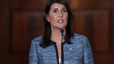 U.S. Ambassador to the United Nations Nikki Haley delivers remarks to the press together with U.S. Secretary of State Mike Pompeo (not pictured), announcing the U.S.'s withdrawal from the U.N's Human Rights Council at the Department of State in Washington, U.S., June 19, 2018. (Reuters)