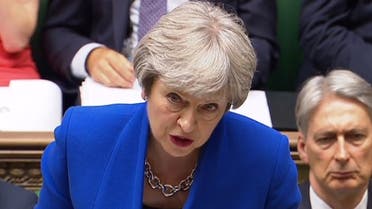 A video grab from footage shows Britain’s Prime Minister Theresa May as she speaks in the House of Commons in London on June 20, 2018. (AFP)