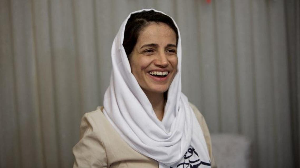 Nasrin Sotoudeh at her home in Tehran on September 18, 2013, after being freed following three years in prison. (AFP)