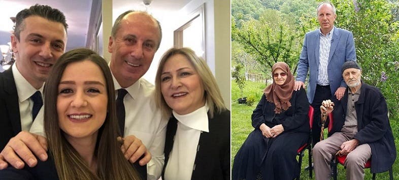 إنجة مع والديه شريف وزكية، وثانية مع زوجته أولكو وابنه صالح وزوجة ابنه التي أنجبت حديثا أول حفيد