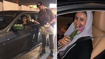 IN PICTURES: Saudi police hand out roses to kingdom’s first women drivers