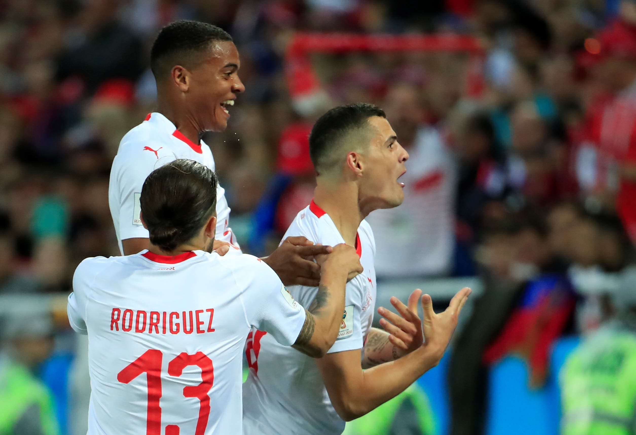 Granit Xhaka celebrates his goal against South Korea in their 2-1 win. (Reuters)