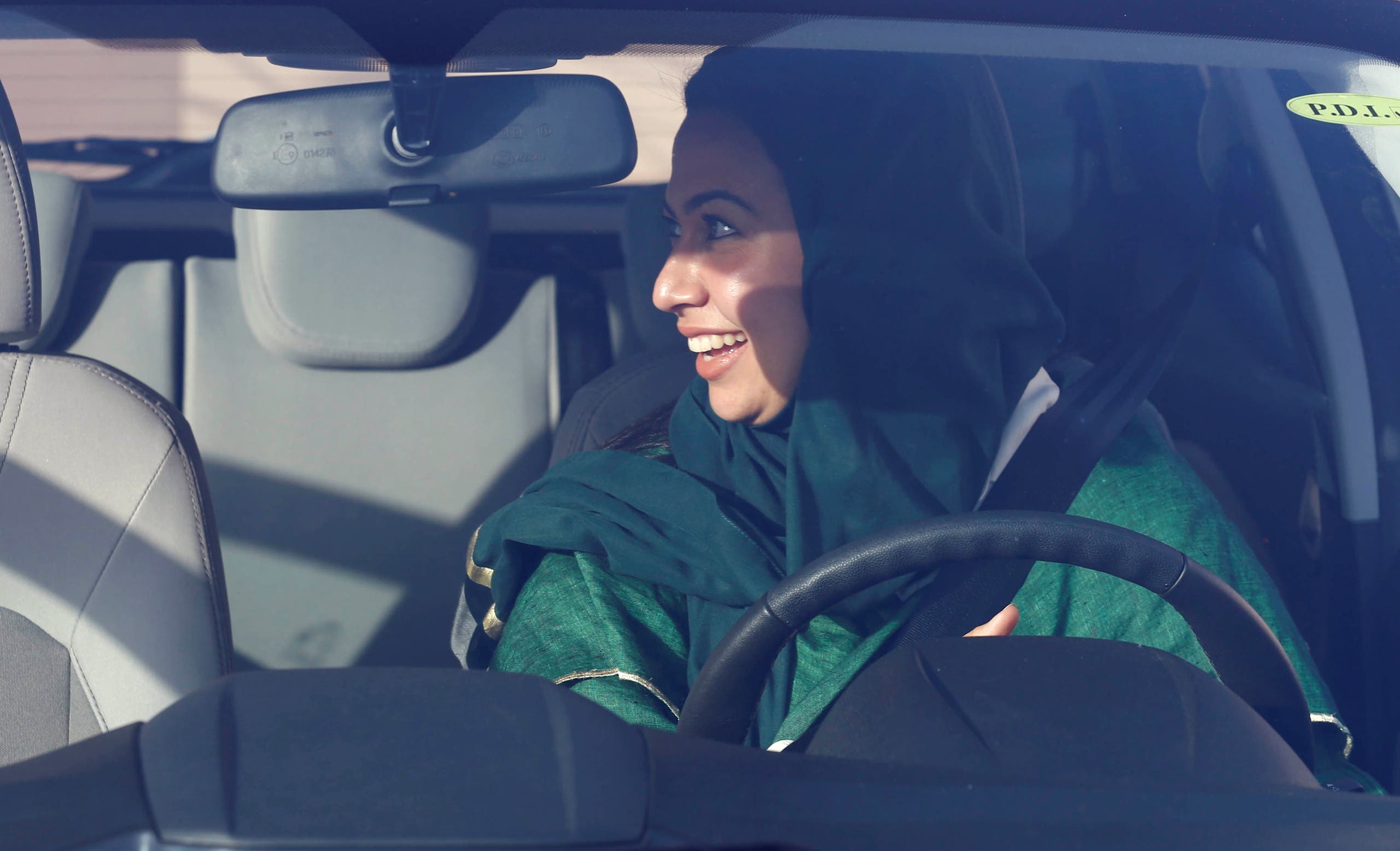 A Saudi woman sits in a car during a driving training at a university in Jeddah, Saudi Arabia. (Reuters)