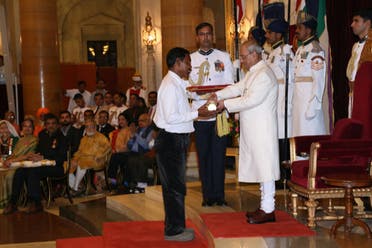 Haque receiving the Padma Shri from then President Pranab Mukherjee in March 2017. (Supplied)