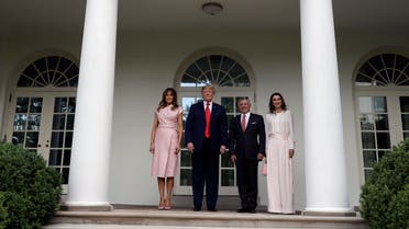President Trump and first lady Melania Trump with King Abdullah II of Jordan and Queen Rania at the White House on June 25, 2018. (AP)