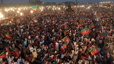 Supporters of opposition leader Imran Khan’s party Tehreek-e-Insaf attend a rally in Lahore, Pakistan. (AP)