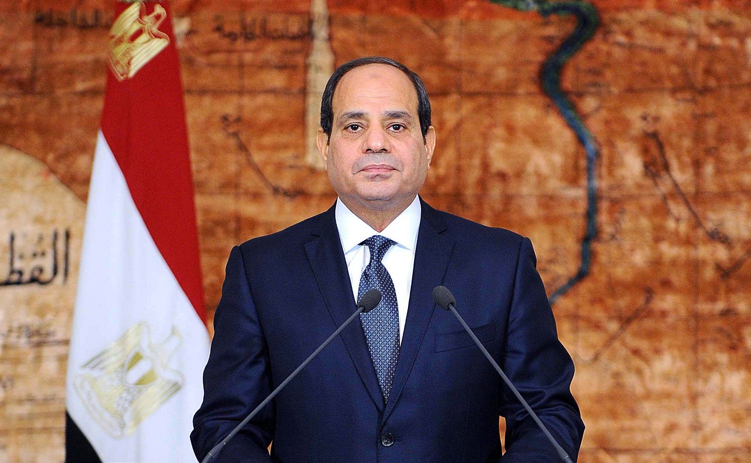 Egyptian President Abdel Fattah al-Sisi delivering a speech at the presidential palace in Cairo, marking the fifth anniversary of the June 30 protests. (AFP)