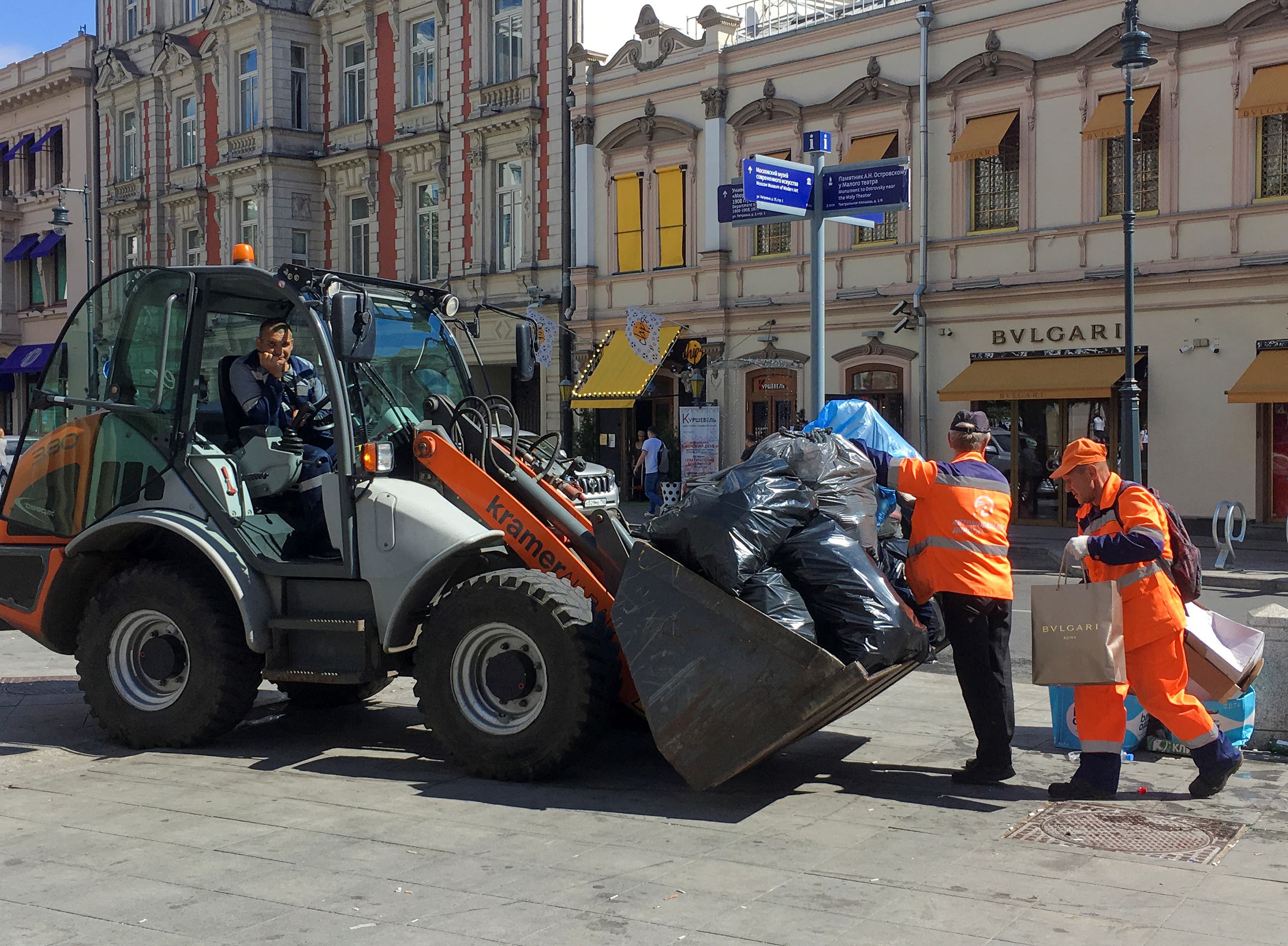 Russia clean up after celebrations. (Reuters)