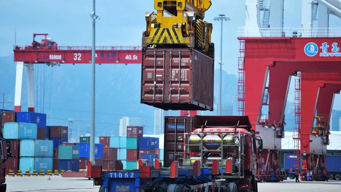 A container is transferred at a port in Qingdao in China's eastern Shandong province on July 6, 2018. (AFP)