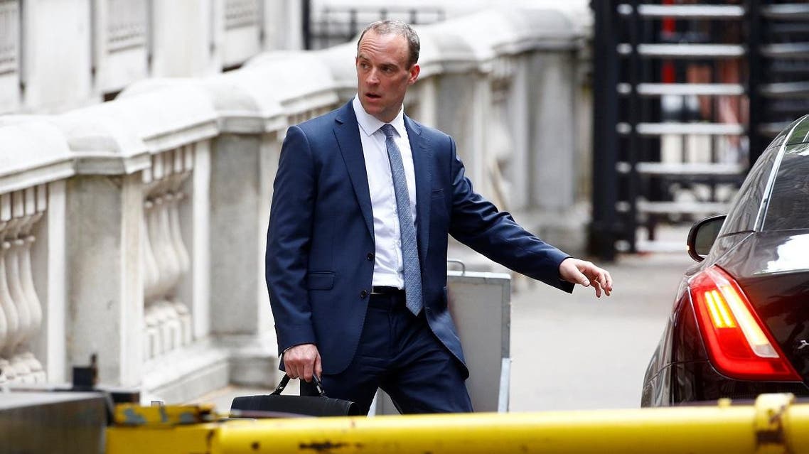 Britain's newly appointed Secretary of State for Exiting the European Union Dominic Raab leaves Downing Street in Westminster, London. (Reuters)