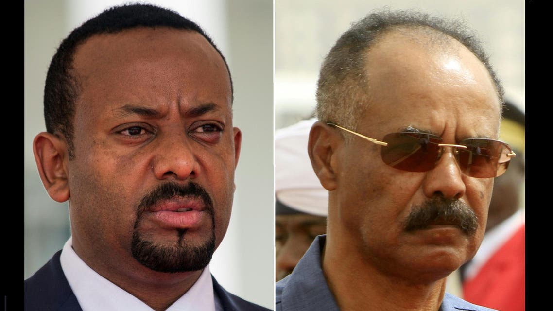 (L) Ethiopia's Prime Minister Abiy Ahmed and (R) Eritrean President Isaias Afwerk. (AFP)