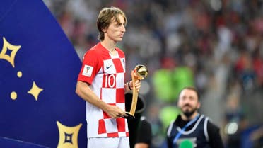 Croatia's Luka Modric holds the golden ball as best player of the tournament. (AP)