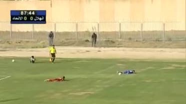 VIDEO: Footballers run for cover after hearing gun shots during Libya Cup final