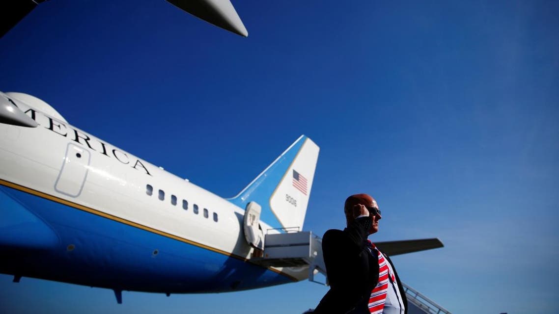 A US Secret Service agent is seen next to Air Force One in Morristown, New Jersey. (Reuters)