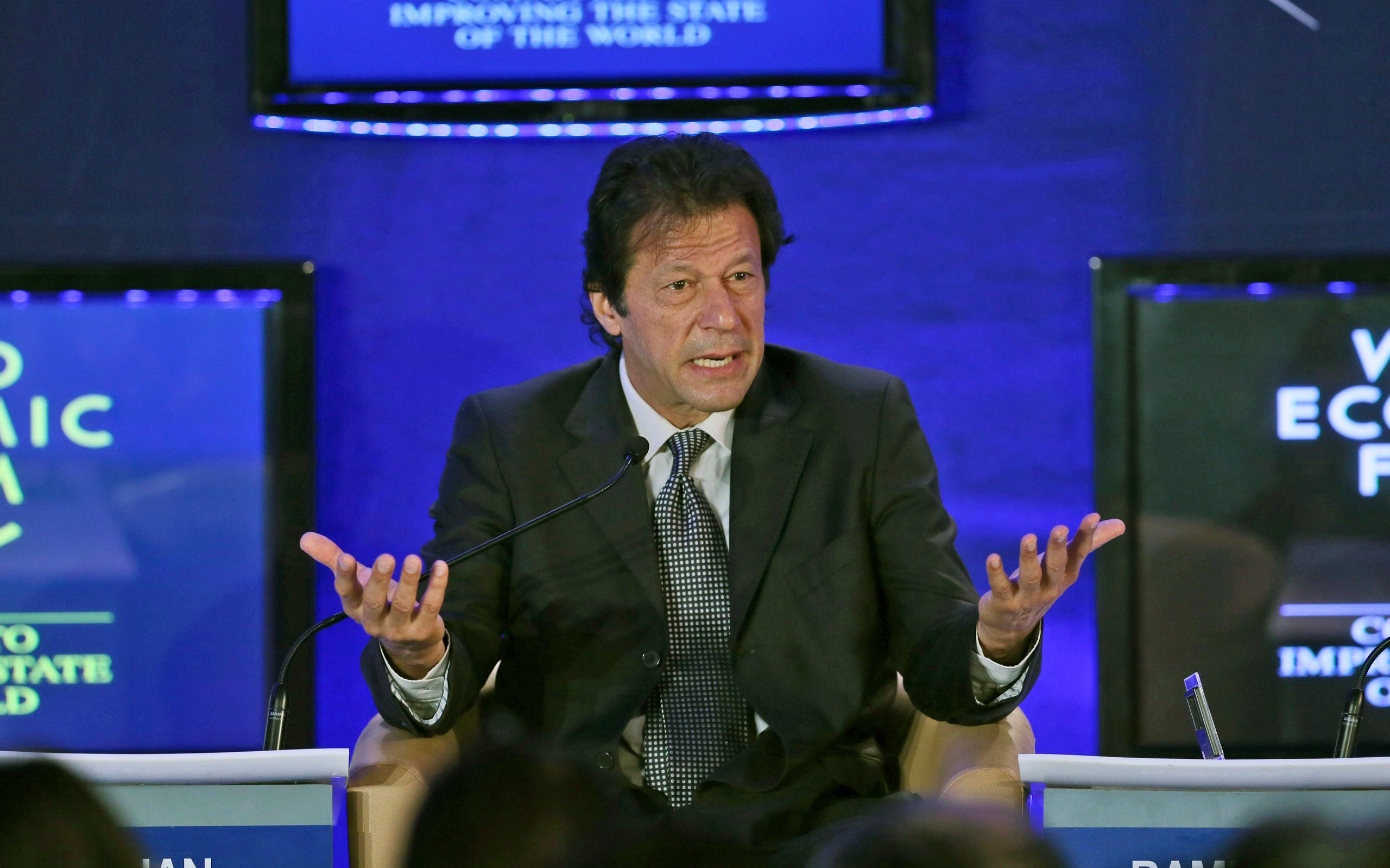 Pakistan Tehreek-e-Insaf Chairman Imran Khan speaks at the World Economic Forum on the outskirts of New Delhi on Jan. 24, 2013. (AP)