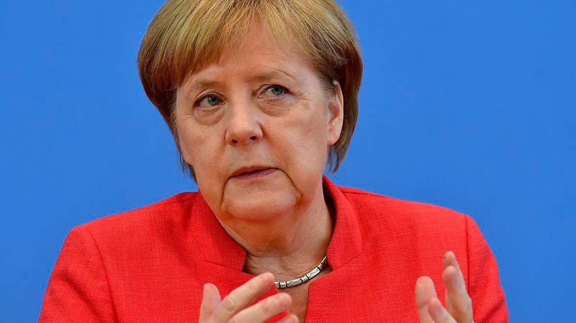 German Chancellor Angela Merkel speaks during her summer press conference in Berlin, on July 20, 2018. (AFP)