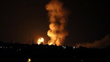 An explosion is seen following an Israeli air strike in the southern Gaza Strip on July 20, 2018. (Reuters)
