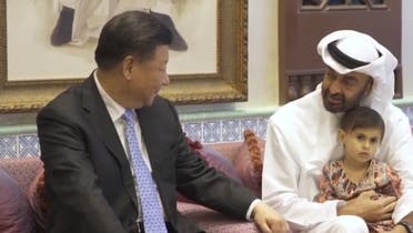 mohammed bin zayed with grandchildren meets Chinese president. (Screen grab)