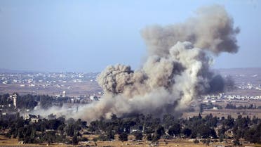 An explosion at Quneitra at the Syrian side of the Israeli-Syrian border is seen from the Israeli-occupied Golan Heights. (Reuters)