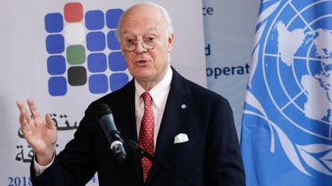 UN Special Envoy for Syria Staffan de Mistura speaks to the media following a meeting as part of an international conference on the future of Syria and the region in Brussels on April 24, 2018. The EU and UN on April 24 began a two-day push to drum up fresh aid pledges for war-torn Syria and reinvigorate the faltering Geneva peace process as the conflict enters its eighth year. Donor countries, aid organisations and UN agencies are gathering in Brussels for the seventh annual conference on Syria's future as international inspectors probe a suspected gas attack in the town of Douma, highlighting the brutal nature of the war.