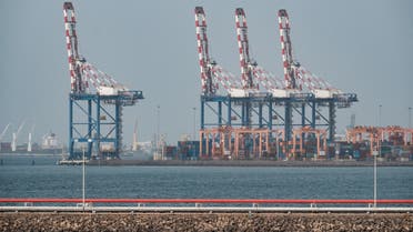 Cranes of the Doraleh Container Terminal in Djibouti, on July 4, 2018. (AFP)