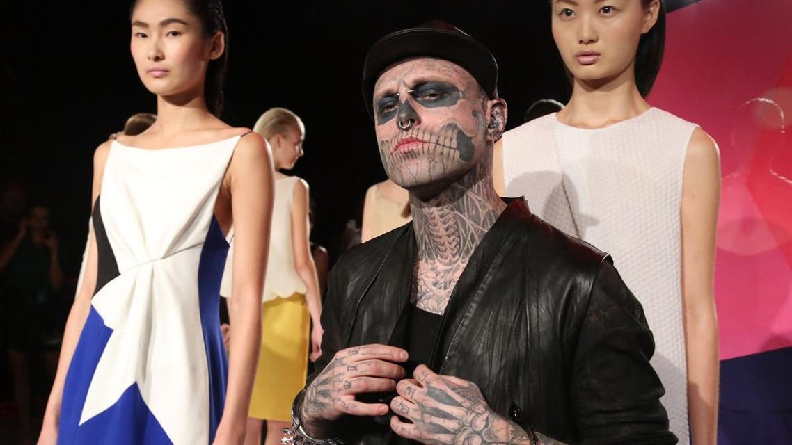 Model Rick Genest, also known as “Zombie Boy” due to his distinctive tattoos, has died at the age of 32. (AFP)