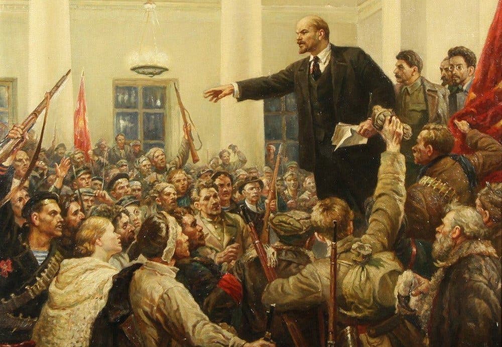 لوحة زيتية تخليدا لذكرى الثورة البلشفية