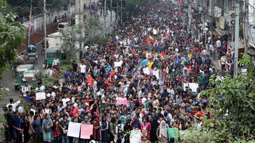 Thousands of students join in a protest over traffic accidents in Dhaka on August 5, 2018. (Reuters)