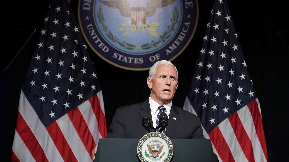 US Vice President Mike Pence announces the Trump Administration’s plan to create the US Space Force by 2020 during a speech at the Pentagon August 9, 2018 in Arlington, Virginia. (AFP)