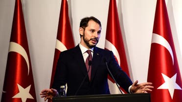 Turkish Treasury and Finance Minister Berat Albayrak speaks during a presentation to announce his economic policy in Istanbul, on August 10, 2018. (AFP)