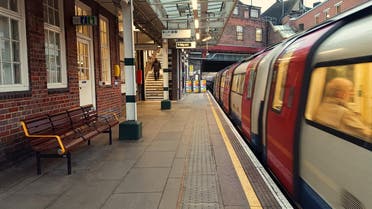 Underground subway station of Kingsbury, train approaching in London city, United Kingdom. (Shutterstock)