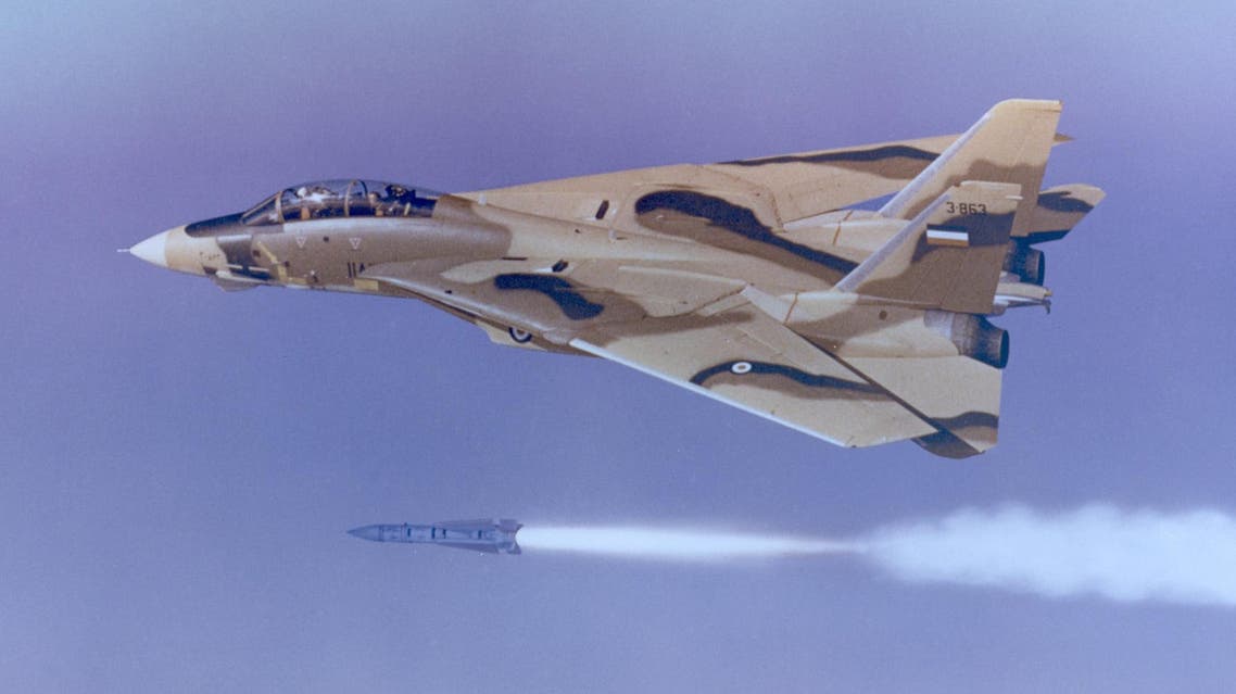 Undated handout photo provided by Northrup Grumman shows an Iranian F-14 firing a Phoenix missile. (AP)