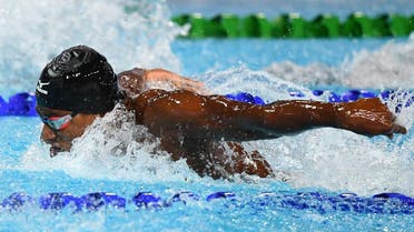 India's Sajan Prakash competes during the swimming men's 100m butterfly semifinal during the 2018 Gold Coast Commonwealth Games at the Optus Aquatic Centre in the Gold Coast on April 8, 2018. (AFP)
