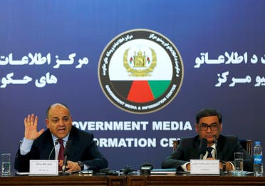 Afghanistan's Interior Minister Wais Ahmad Barmak and Afghanistan's Defence minister Tariq Shah Bahrami, attend during a joint news conference in Kabul, Afghanistan. (Reuters)