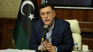 Libya’s unity government Prime Minister Fayez al-Sarraj speaks about the latest situations in the capital Tripoli on August 30, 2018. (AFP)