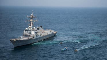 US navy siezes small arms on boat in gulf od Aden. (US Navy)